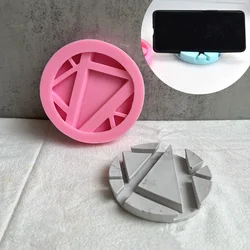 Creative Mobile Phone Base Silicone Mould Round Mobile Phone Stand Base Cement Clay Gypsum Resin Mould DIY Handmade Gift