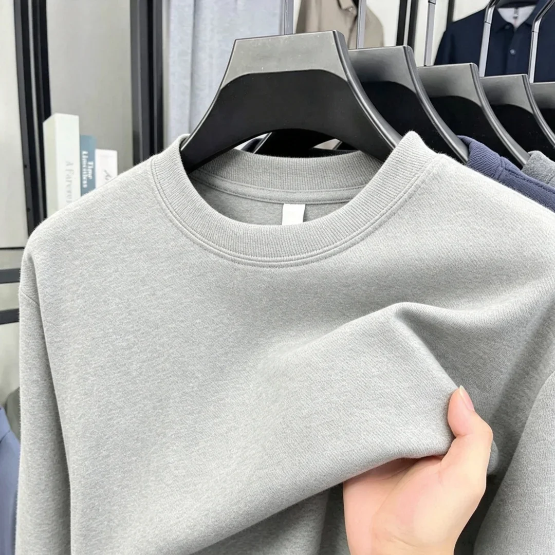 Soft cotton high-end brand men's long sleeved round neck T-shirt autumn fashion embroidered loose Korean sweatshirt casual top