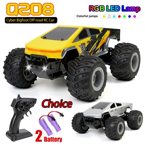 JJRC Q208 Rc Car Cybertruck Pickup Off-Road RC Vehicle Model With Colorful lamp Remote Control Car Truck Car Toy Gift for Kids