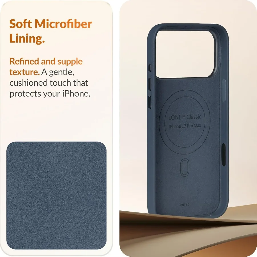 Pelle classica color oro - Custodia europea in vera pelle Vele per iPhone 17 Pro Max - [Controllo fotocamera integrato e compatibile