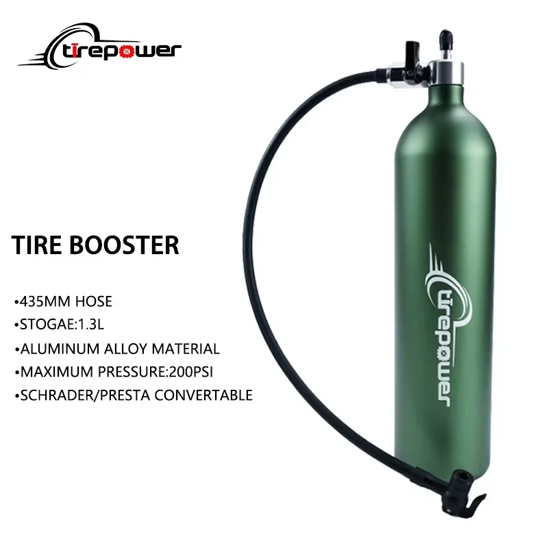 

1.3L MTB Road Inflator Tyre Air bottle Tire Booster Aluminum Alloy 200PSI With Valve Gas Cylinder For Bike Vacuum Tubeless Tire
