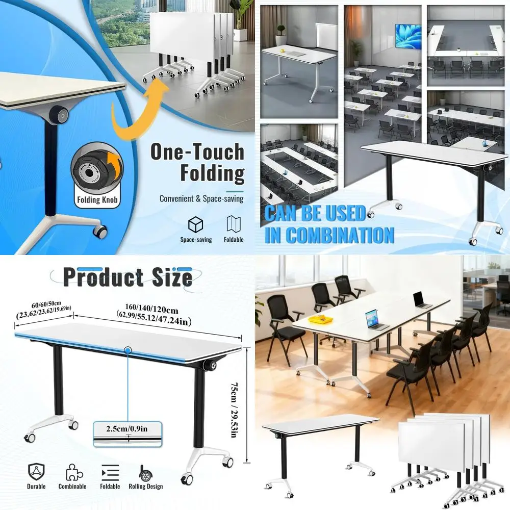 

4-Piece Set, 55x24x30 inches, Adjustable Conference Tables for Meetings, Training, and Office Use
