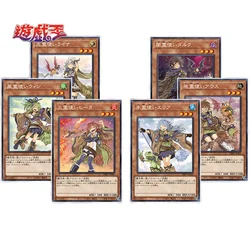 6Pcs/Set Yugioh Cards Charmer Aussa Eria Hiita Wynn Dharc Lyna Dharc Anime Game Characters Collection DIY Color Flash Cards Toy