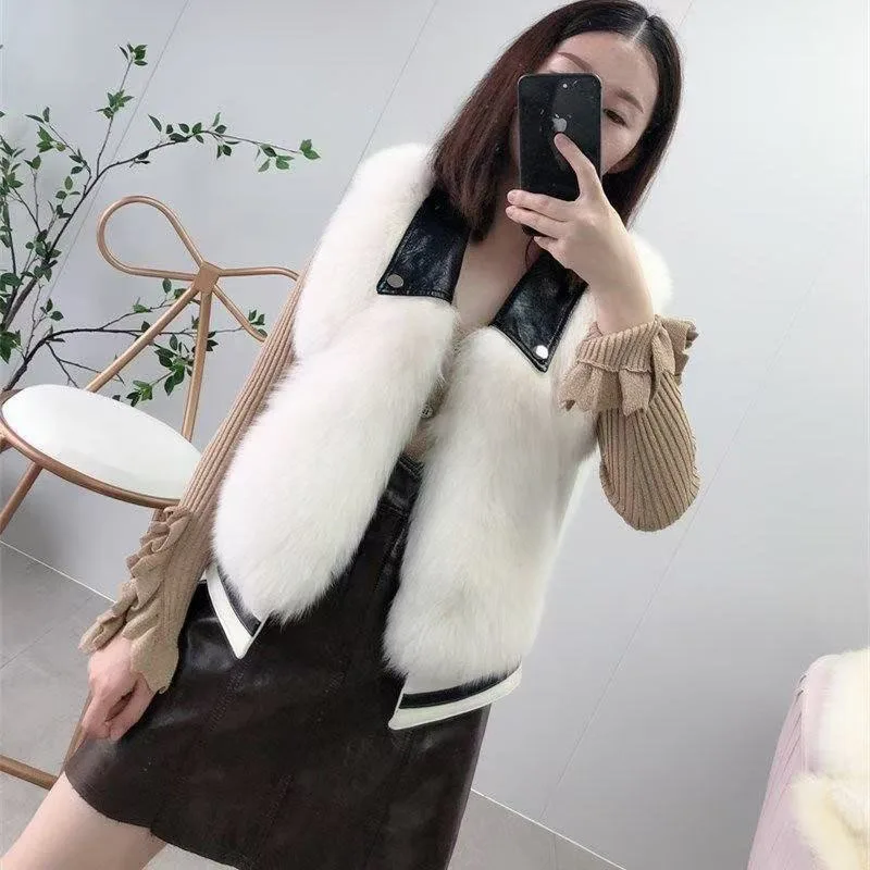 Chaleco de piel sintética a la moda, chaleco para mujer, otoño e invierno, nuevo chaleco corto peludo y suave y versátil, chaqueta, abrigo