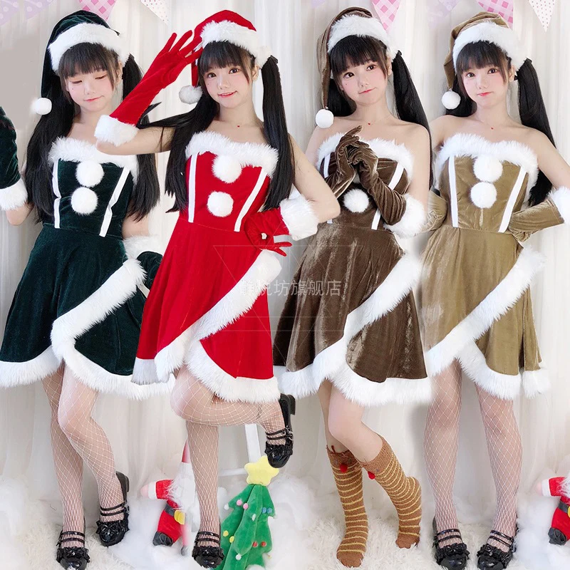 

Christmas Cosplay Costume Santa Claus Sexy Dress Red Women Christmas Holiday Party Disfraz Role Play Xmas Party Set Anime