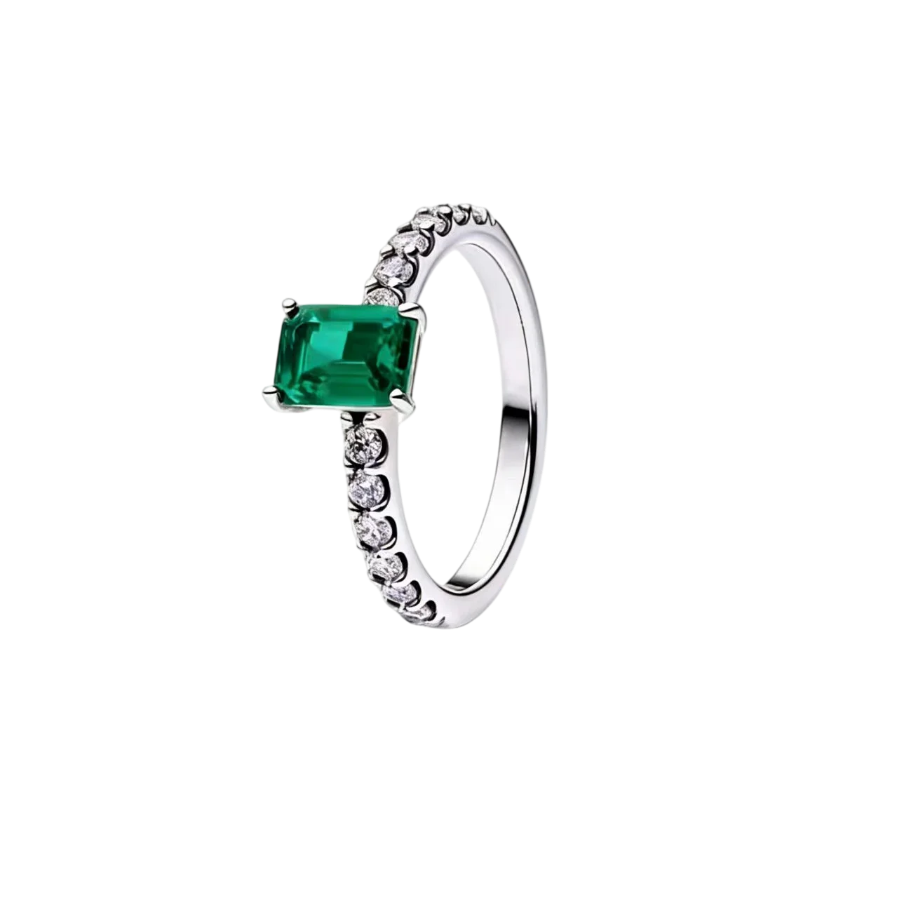 S925 Silver New Women's Personalized Luxury Green Ring Flower Fashion Ring Jewelry Gift