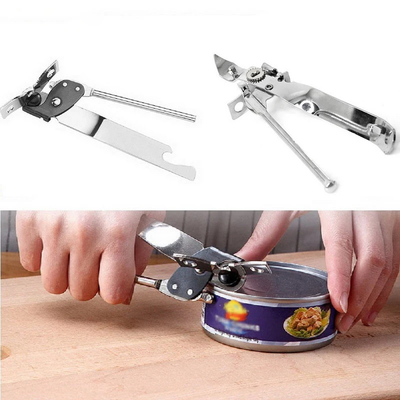 1PCS Cans Opener Tin Pull Metal  Manual Can Bottle Jar Tin Opener Camping Travel Side Cut Manual Jar Opener Kitchen Tools