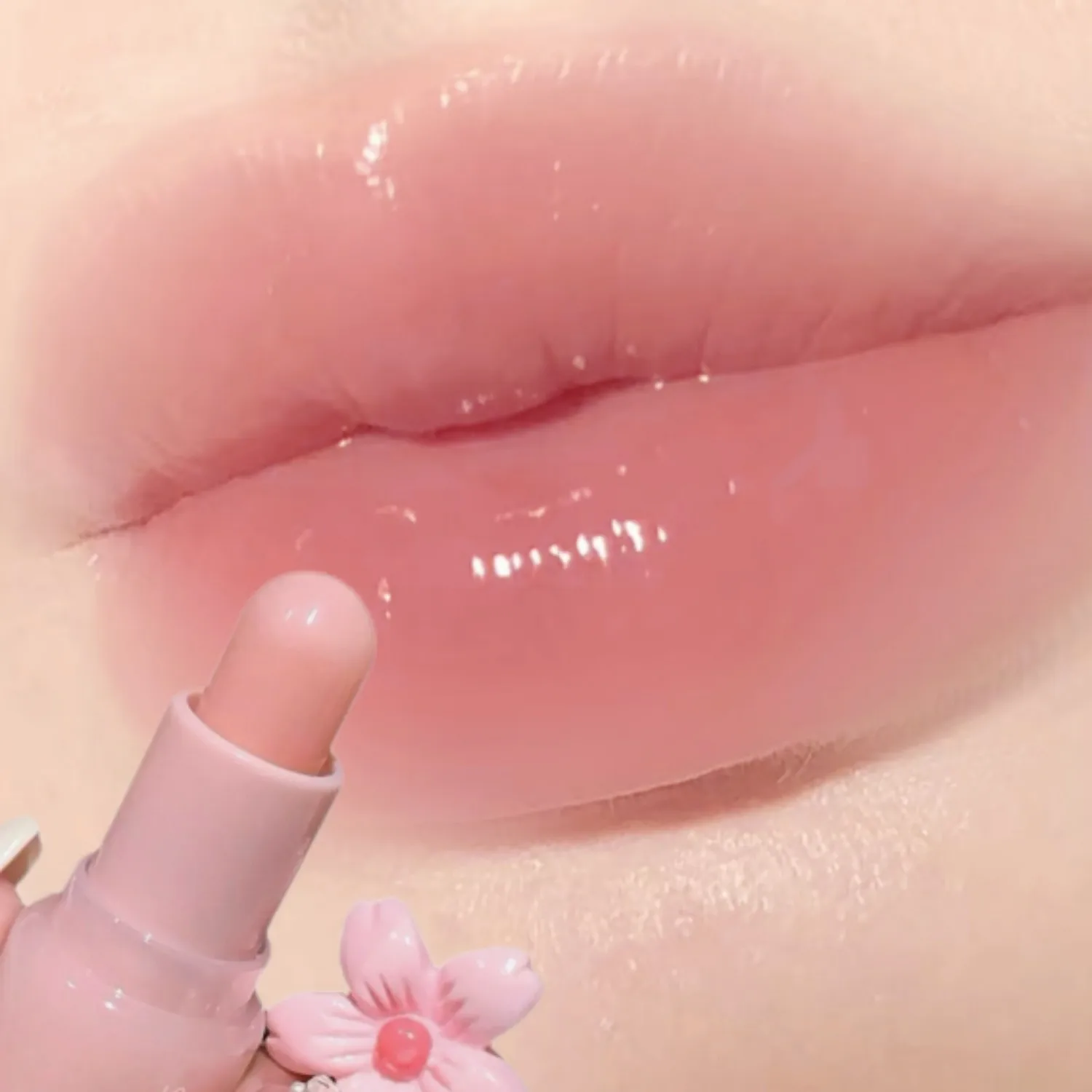 シャキヌオ 5色ミラー付き フルーティーリップバーム 保湿 乾燥防止 ひび割れ防止 キーホルダー付き リップケア