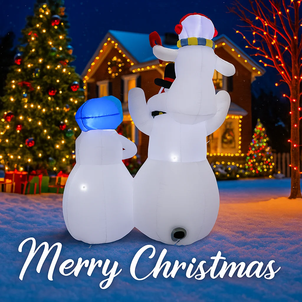 1.8m/6ft boneco de neve família ao ar livre decorações de casa de natal brinquedos infláveis com luzes led quintal enfeites de natal festa decoração diy