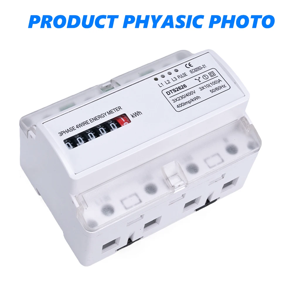 3x230/400V AC 50Hz Din Rail Three Phase Four Wires Power Consumption Watt Energy Meter kWh Wattmeter Household Electric Counter