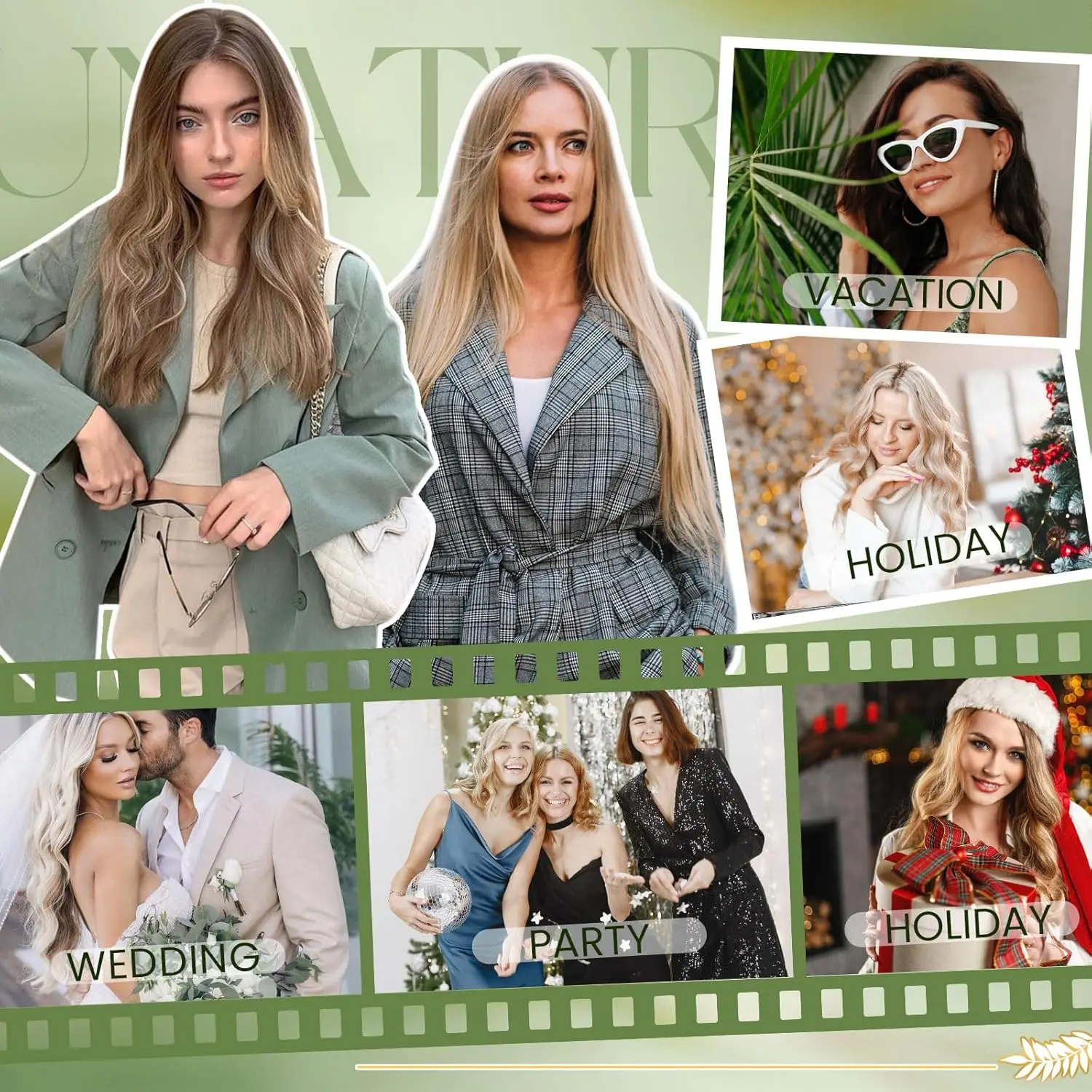 وصلات شعر بمشبك شعر بشري حقيقي وصلات شعر ريمي بني للنساء مشبك طبيعي غير مرئي مستقيم بدون خياطة في الشعر