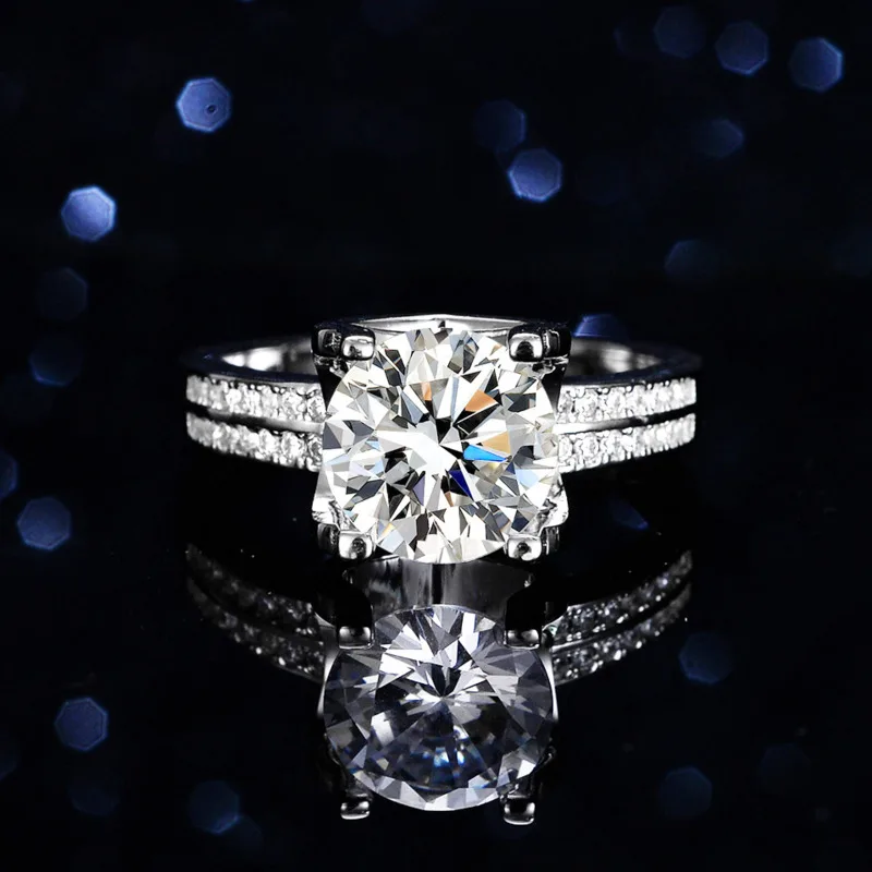 Imagem -04 - Anel de Prata Esterlina Feminino Moissanite Jóias com Diamantes Faixas de Casamento de Luxo Conjuntos de Noivas Anel de Coquetel mm 3ct Joycejelly-s925