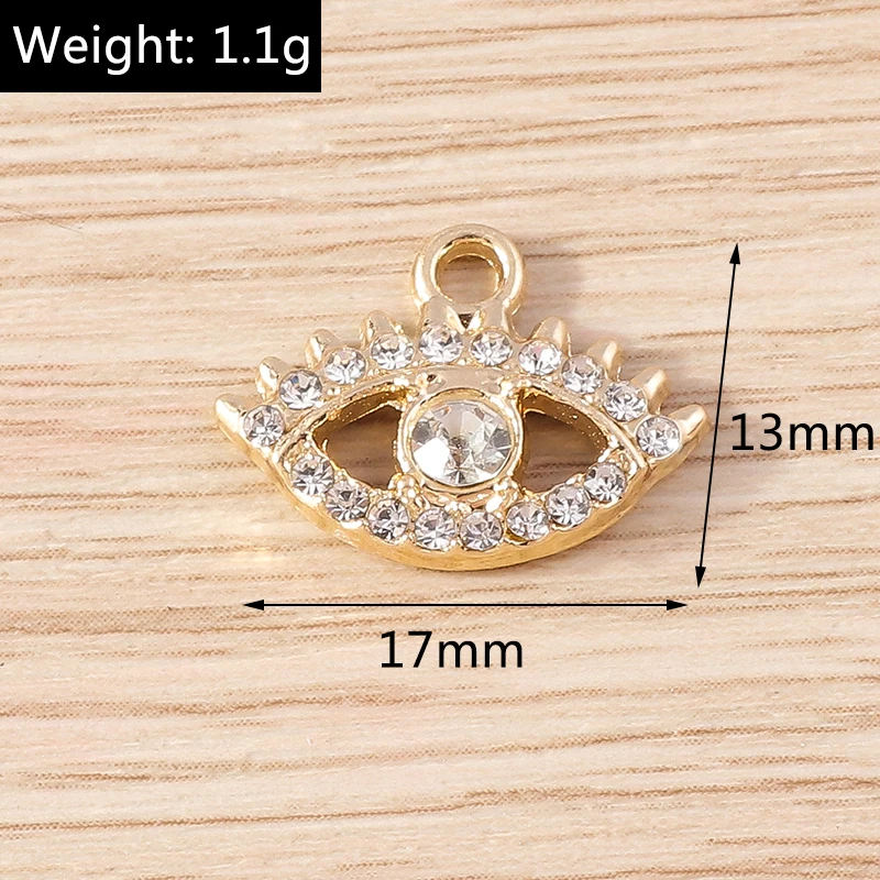 10 Stück niedliche, gemischte Kristall-Metall-Anhänger mit bösem Blick für die Herstellung von Ohrhängern, Halsketten, DIY-Handwerksarbeiten, Schmuckzubehör – Detail 7