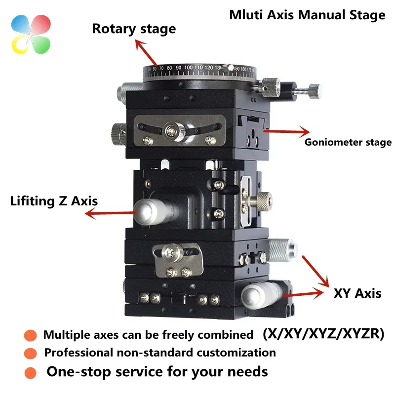 C&K Customization 5 Axis 60*60mm Manual Linear Stage Platform XYZ Linear Stage Micrometer Table For Test Instruments