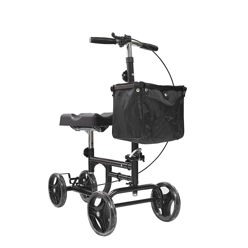 Outdoor high-carbon steel 4 wheels Folding knee rollator scooter walker knee support