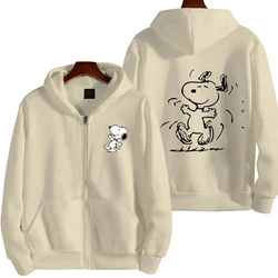 Snoopy Cartoon Anime Women Zip Up Hoodie Jacket Spring Autumn 2024 New Fashion Men Sweatshirt Couple Oversized Clothes Coats