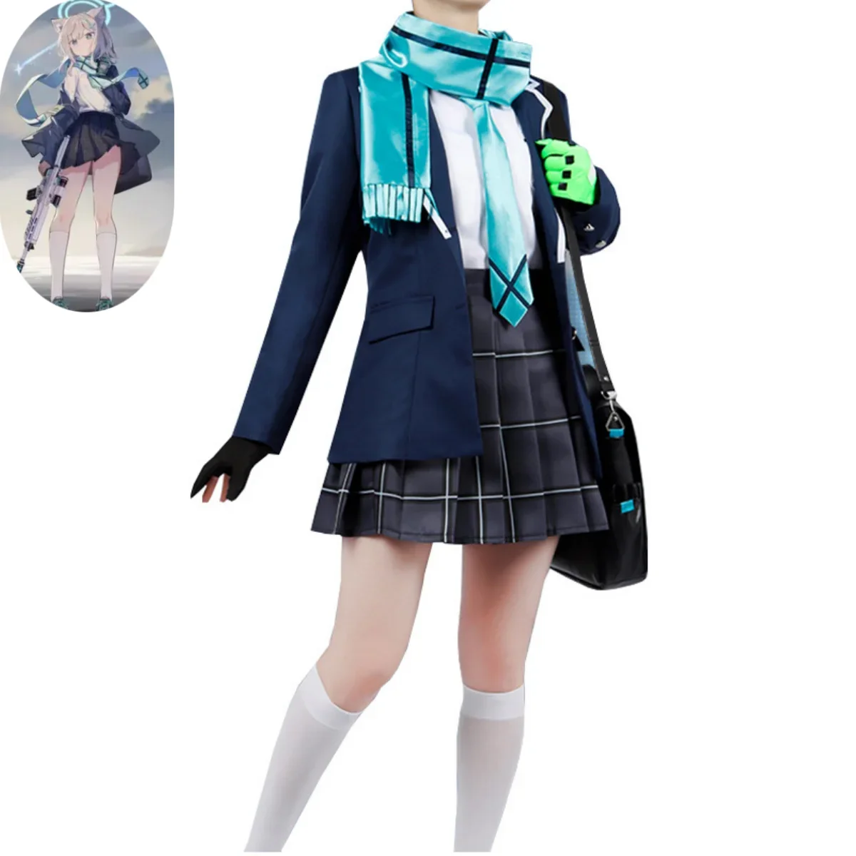 Anime Game Blue Archive Sunaōkami Shiroko Cosplay Costume Wig Day Han JK School Uniform Woman Kawaii Halloween Carnival Suit