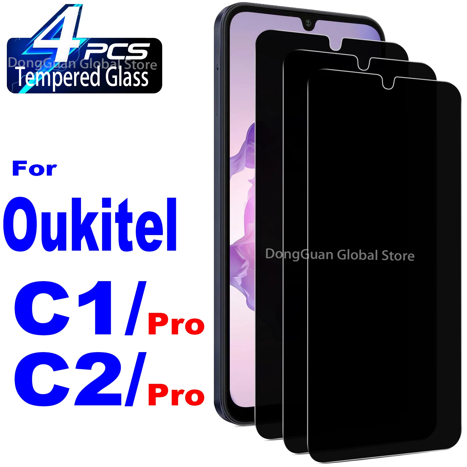 

For Oukitel C1 / C1 Pro / C2 / C2 Pro Anti Spy Tempered Glass Protector Privacy Screen Film