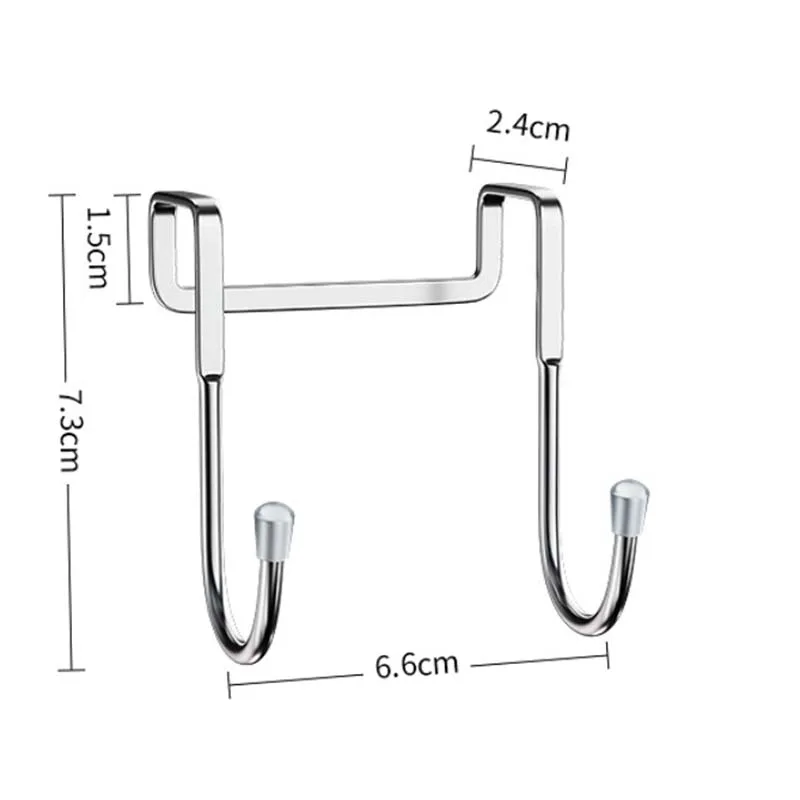 5PC 304 Stainless Steel Hook Free Punching Double S-Shape Hook Kitchen Bathroom Cabinet Door Back Type Coat Towel Storage Hanger - view 6