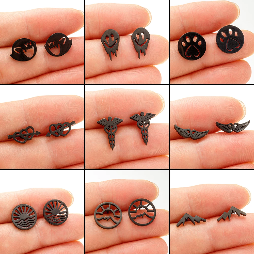 Top Simple Stainless Steel Medical Snake Sticks Stud Earrings Fashion Jewelry For Women Ear Piercing Protection Gifts