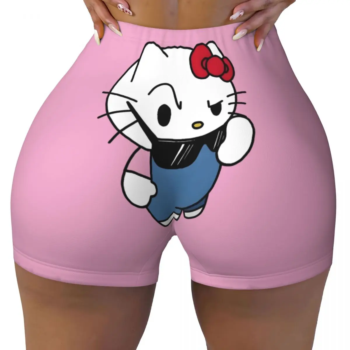 

Custom Women Cool Hello Kitty Workout Yoga Shorts Anime Cartoon Athletic Gym Running Volleyball Shorts