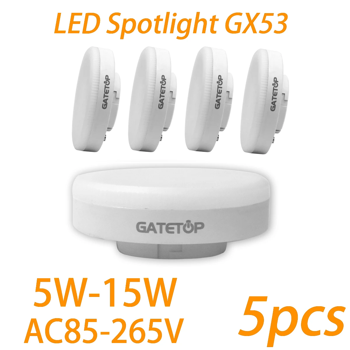 

GX53 LED Cabinet Spotlight AC85-265V 5W-15W High Lumen No Flicker Warm/day/cold White Light for Kitchen Office Lighting