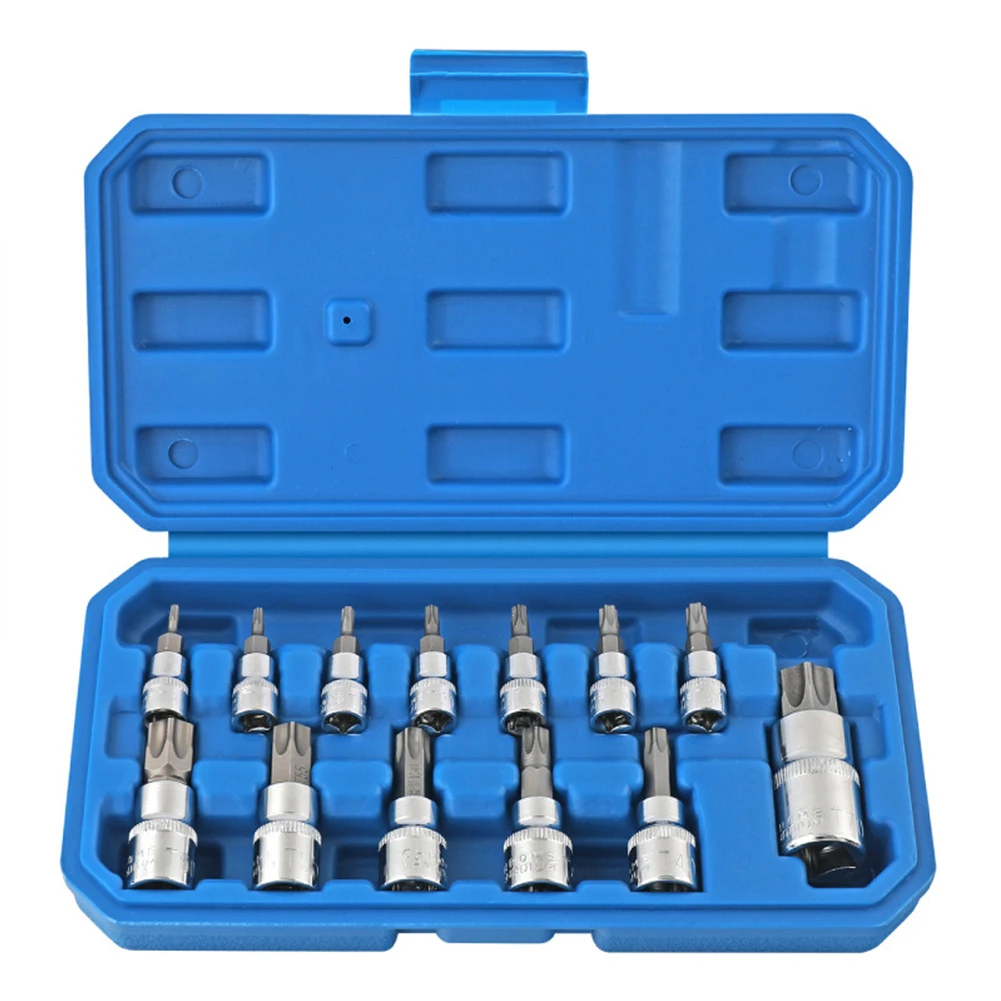 

Drill Bit Torx Socket Bit Set T8-T70 With Storage Case 1/4 3/8 1/2inch Chrome Vanadium Steel Screwdriver Drive