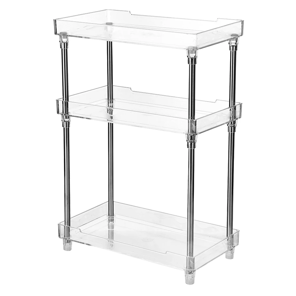 

Cosmetics Organizer Multilayer Storage Shelves Desk Countertop Makeup Holder Tray Stainless Steel Practical Long Lasting Use