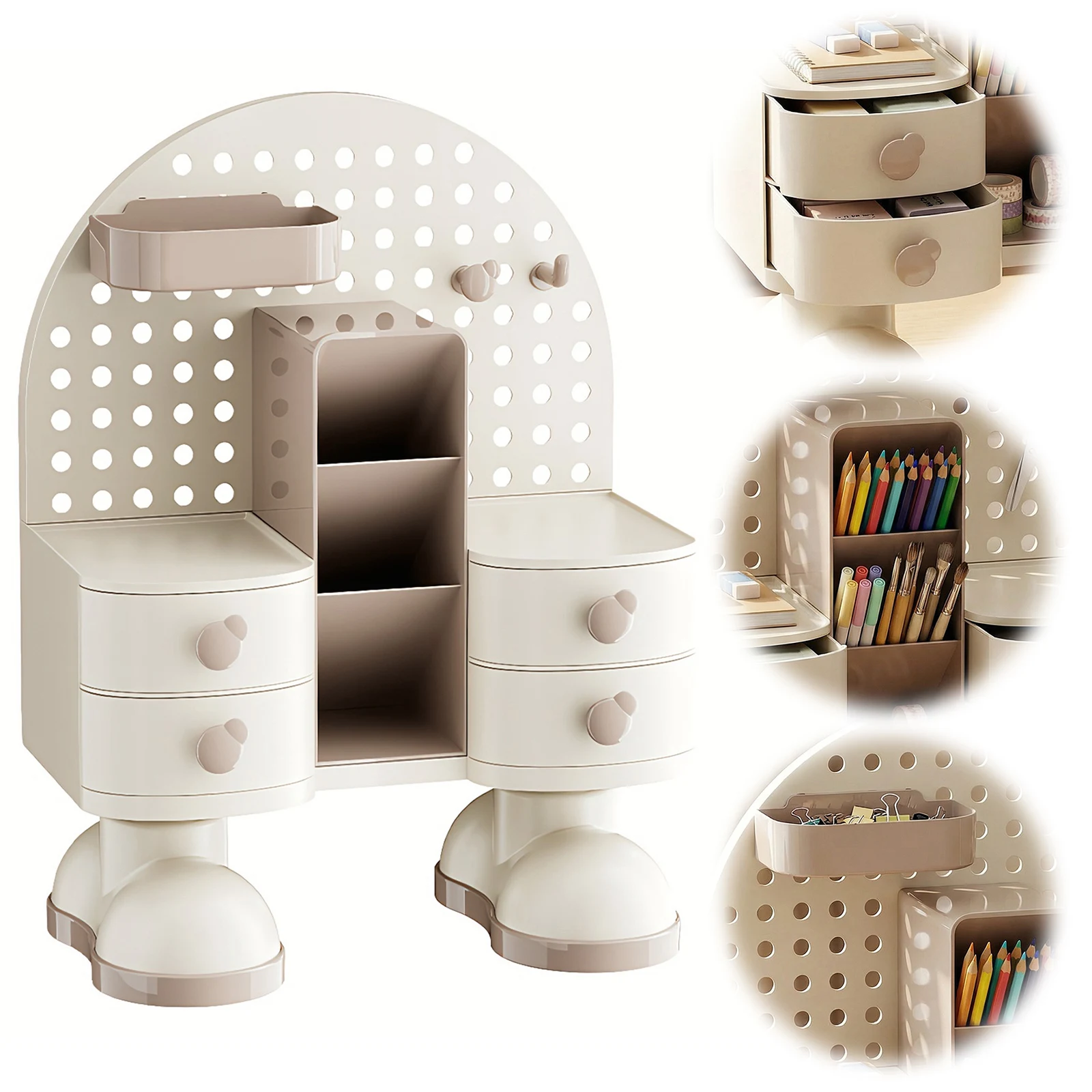 

Настольный органайзер с перфорированной доской и выдвижным ящиком, подставка для ручек, пластиковая полка для хранения канцелярских принадлежностей для офиса, школы, дома