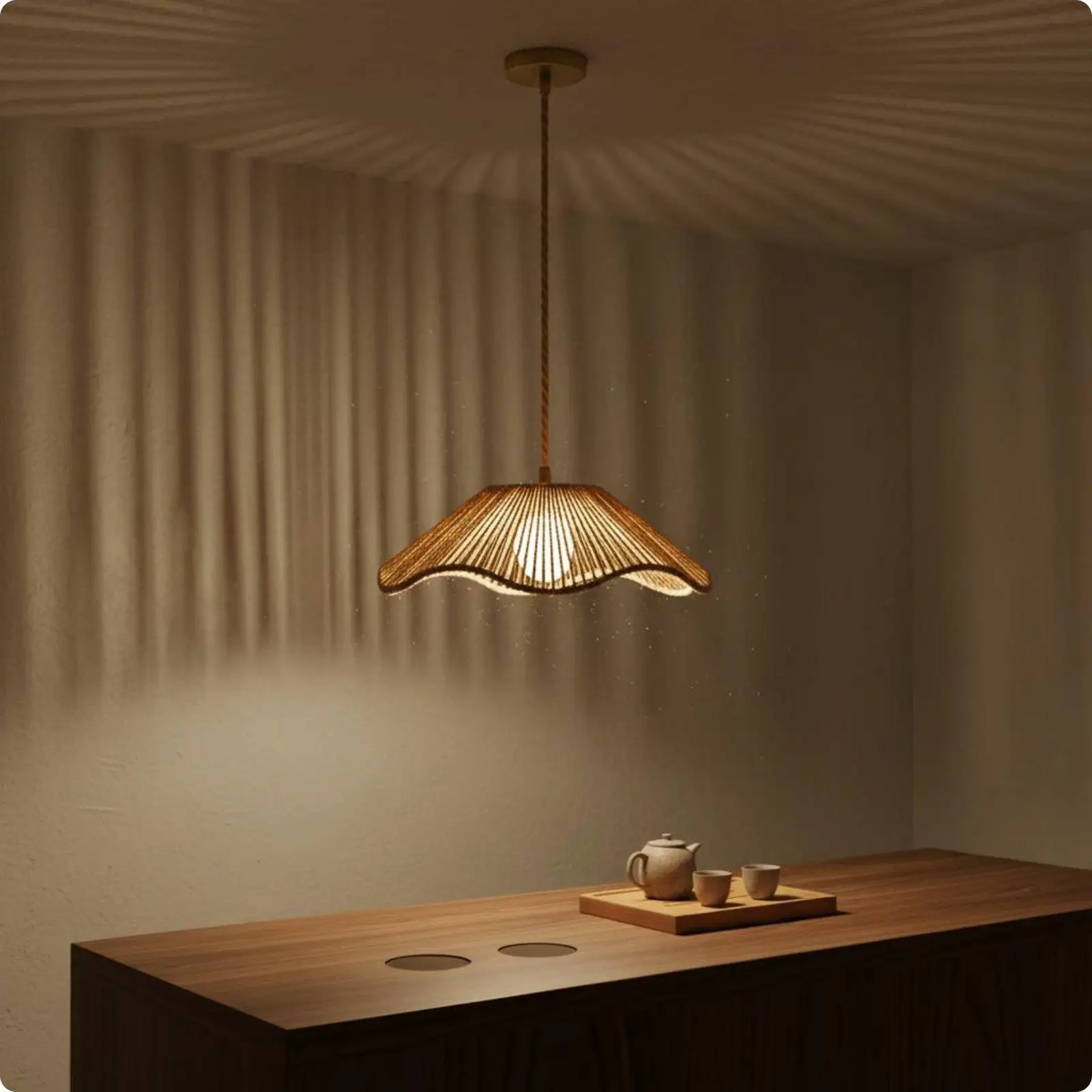 Hat Lamp Shade Look Woven Lampshade Warm Atmosphere Woven Pendant Light Cover