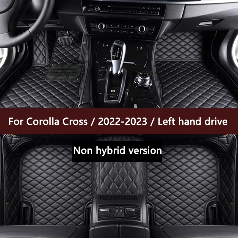 [LHD] Car Floor Mats For Toyota For Corolla Cross / 2022-2023 / Left hand drive 5 Seats PU Leather Car Carpets Foot Pads