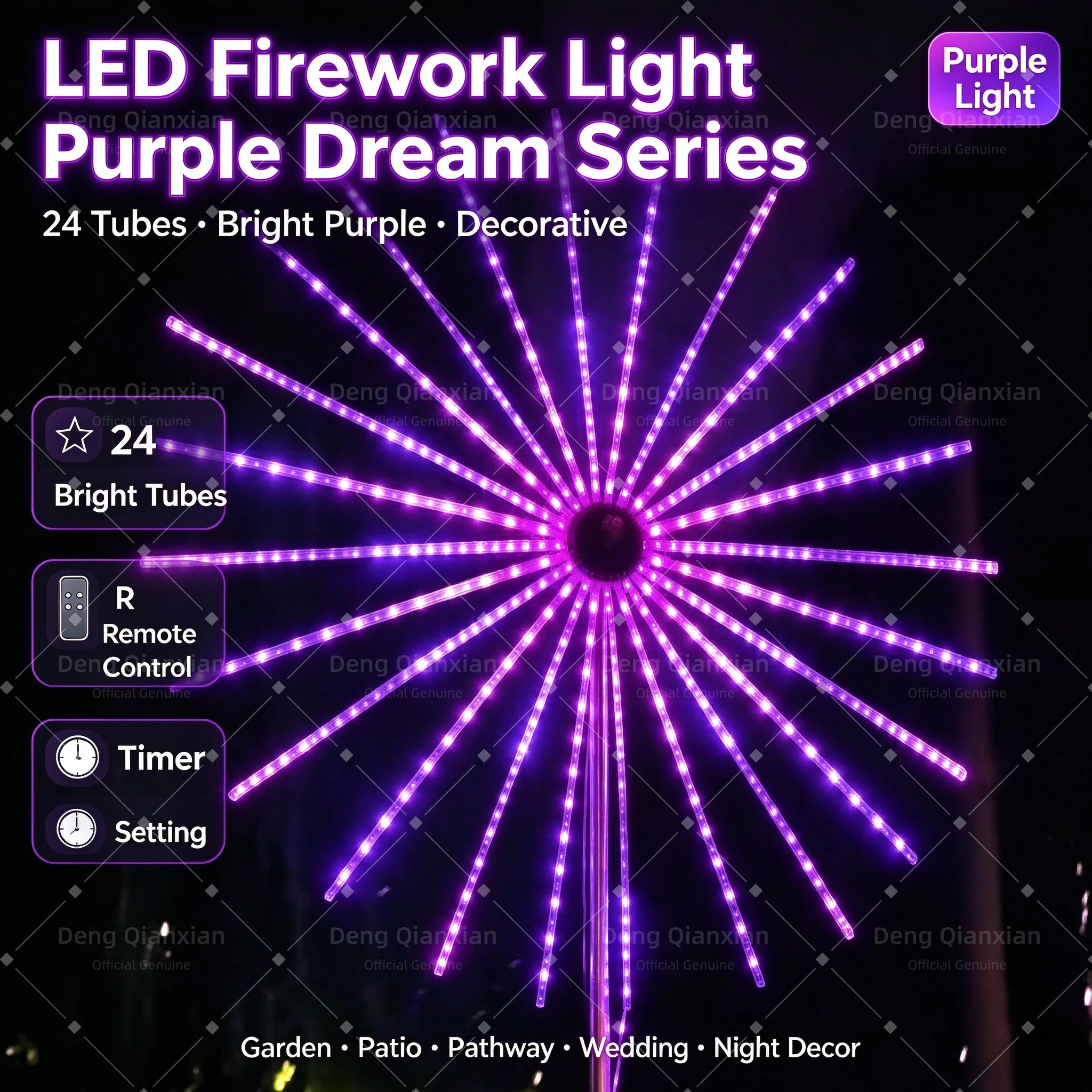 LED Firework Lights for Garden Lawn, Sound Activated Color Changing, Waterproof, Bluetooth APP & Remote Dual Control