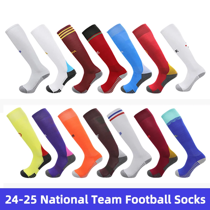 24-25 Season National Team Football Socks Adult Children Thickening Towel Bottom Non-Slip Soccer Training Match Sport Stocking