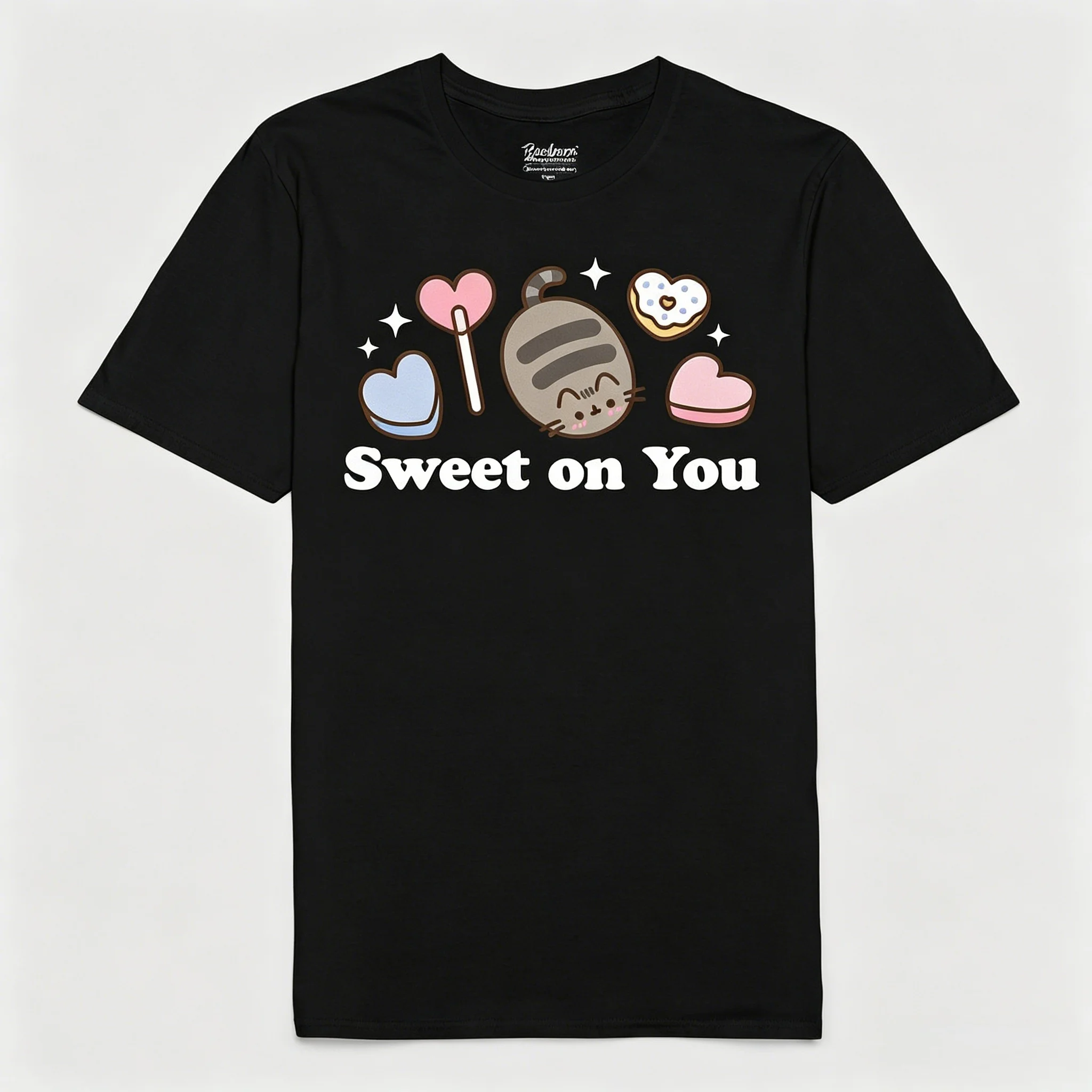 Pusheen Sweet on You Patten Sweet Cute Pure Cotton T-shirt 2026 Summer Unisex Clothing Girlfriend Gift Y2k Style Streetwear