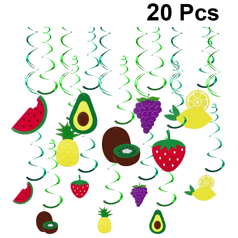 

20Pcs Fruit Spiral Decoration Assorted Colors Premium Material Safe Kids Birthday Party Decor Birthday Party Ornament