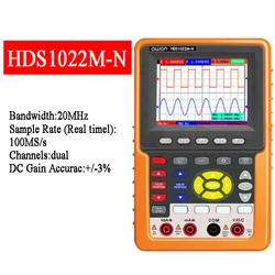 HDS1022M-N HDS2062M-N HDS3102M-N FFT Spectrum Analyzer Digital Oscilloscope DSO Multimeter 2 Channel 20 MHz-200MHz 100MSa/s Auto