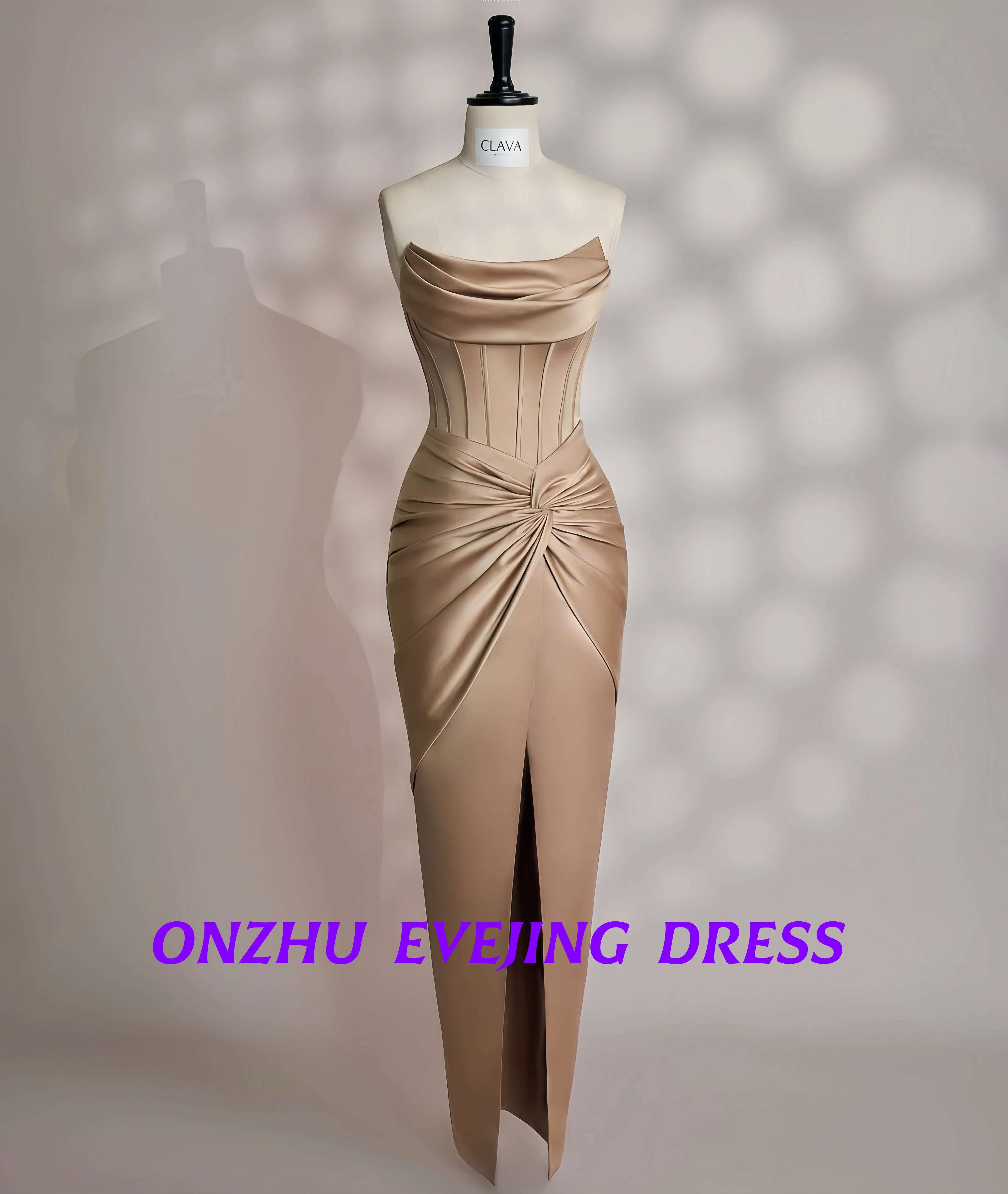 

Customized strapless sleeveless mermaid satin women evening dress dresses for special occasions