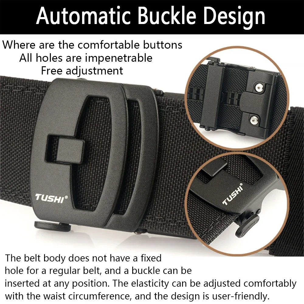 TUSHI Brand 5CM Wide Double-Layer Reinforced Automatic Buckle Shooting Training Quick Hanging Pistol Nylon Belt Outdoor Leisure
