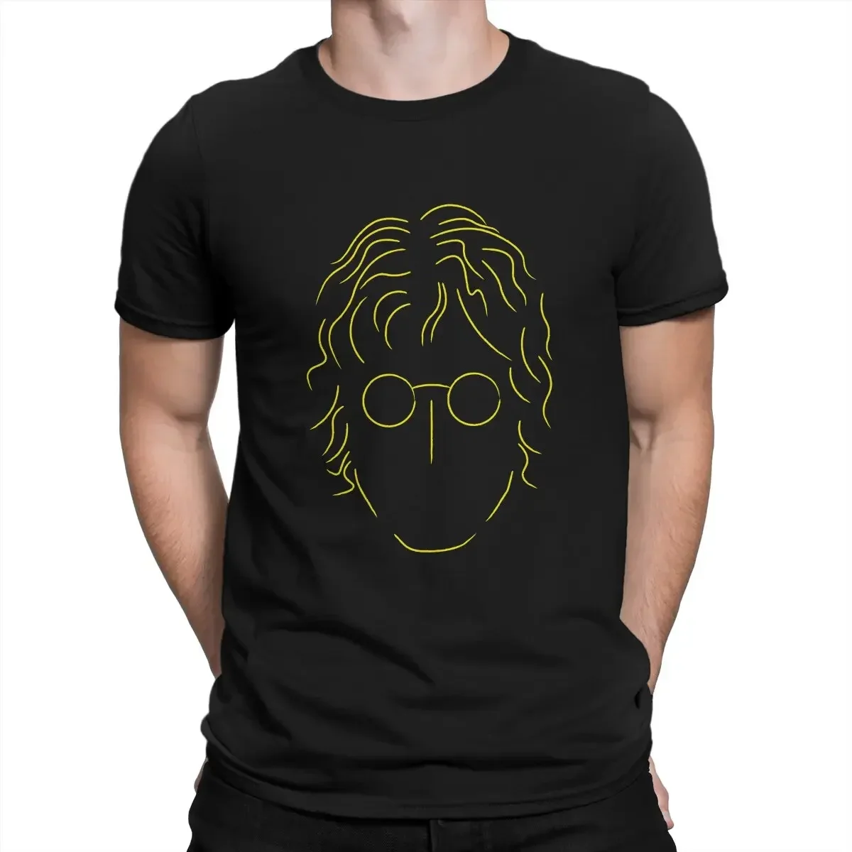 John Minimalist Lennon Yellow Hip Hop Printed TShirt The Beatle Printing Streetwear Comfortable Male Ventilate Short-sleev Tops