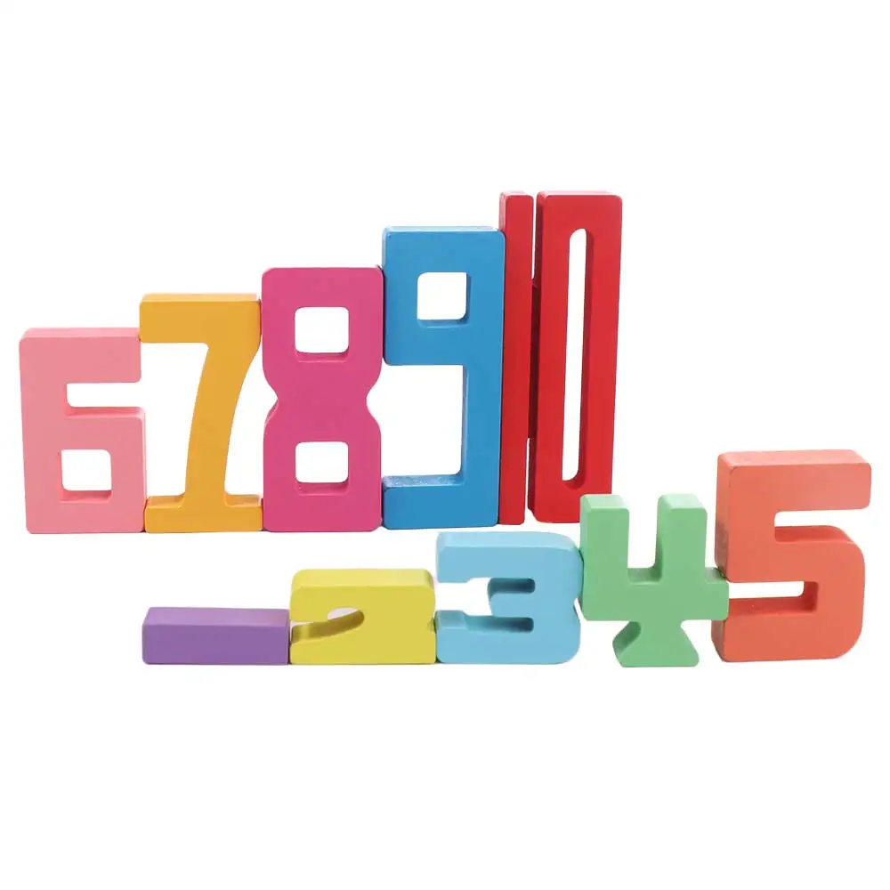 Houten digitale bouwstenen Educatief evenwichtsspel 3D digitale puzzelmontagestenen Grote deeltjes stapelblokken