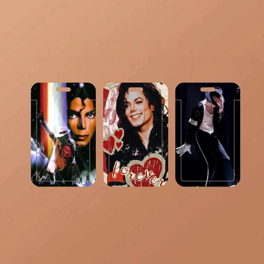 M-Michael J-Jackson ID Card Holder PVC Badge Holder With Lanyard Slot Student Bus Card Cover Office Work Card Case