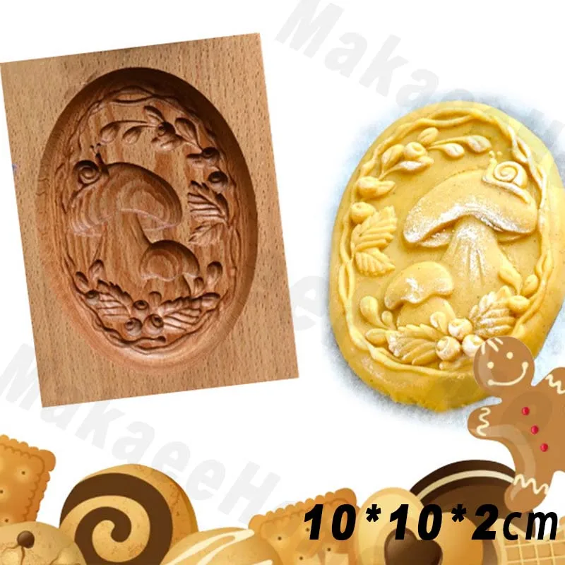 Wooden Cookie Molds Animals Cookie Cutter Original Cookie Type 3D Flower Cookie Emboss Bake Mold Press Baking Tools Christmas