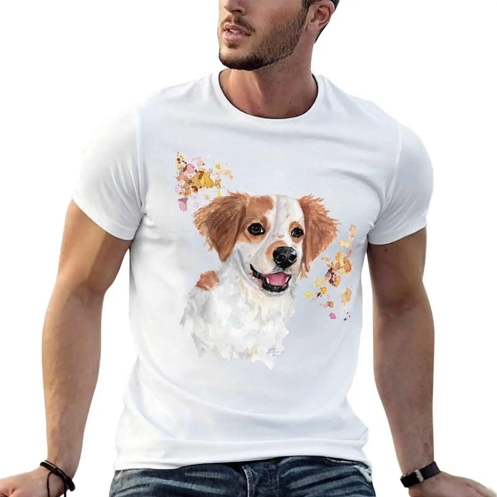Camiseta Watercolour Cavachon, camiseta de algodón para hombre, camiseta esencial para hombre, camiseta de algodón