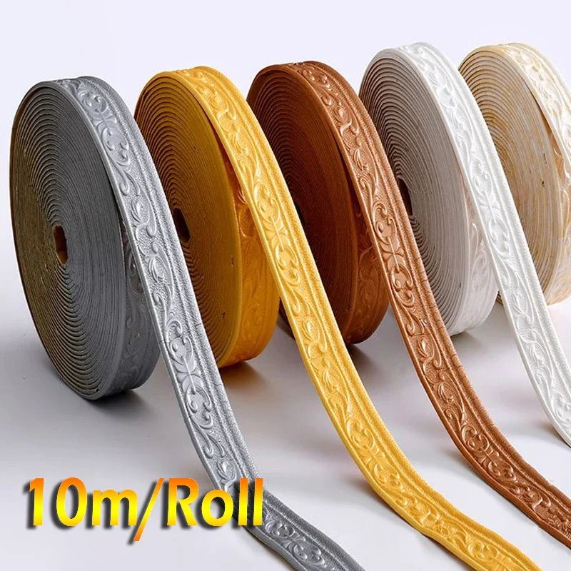 10m/Roll Self Adhesive Foam Wall Trim Line Skirting Border Waterproof Baseboard Wallpaper Stickers  Decoration Wall Stickers