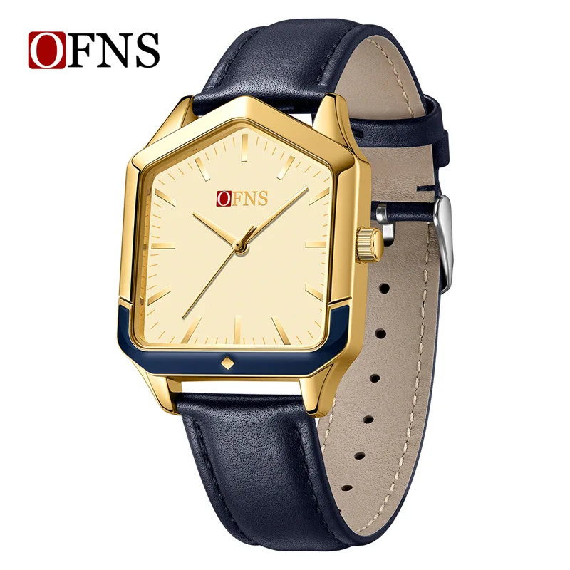 OFNS New Vintage Watch Fashion Polygon Small Square Trend Men's Casual Quartz Watch**
