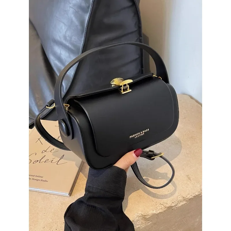 Senior sense niche design black handbag female 2025 new style retro everything single shoulder crossbody small box