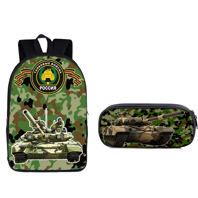 

Harajuku Racing Car Planes Tanks Artillery Notebook 2pcs/Set Backpacks 3D Print Oxford Waterproof Laptop Backpacks Pencil Case