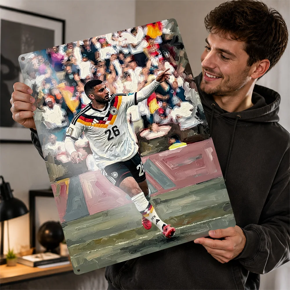Deniz Undav Germany Soccer Player Painting 3D Texture Printed Poster Custom Vintage Metal Tin Plate Sign for Wall Art Wand Deko