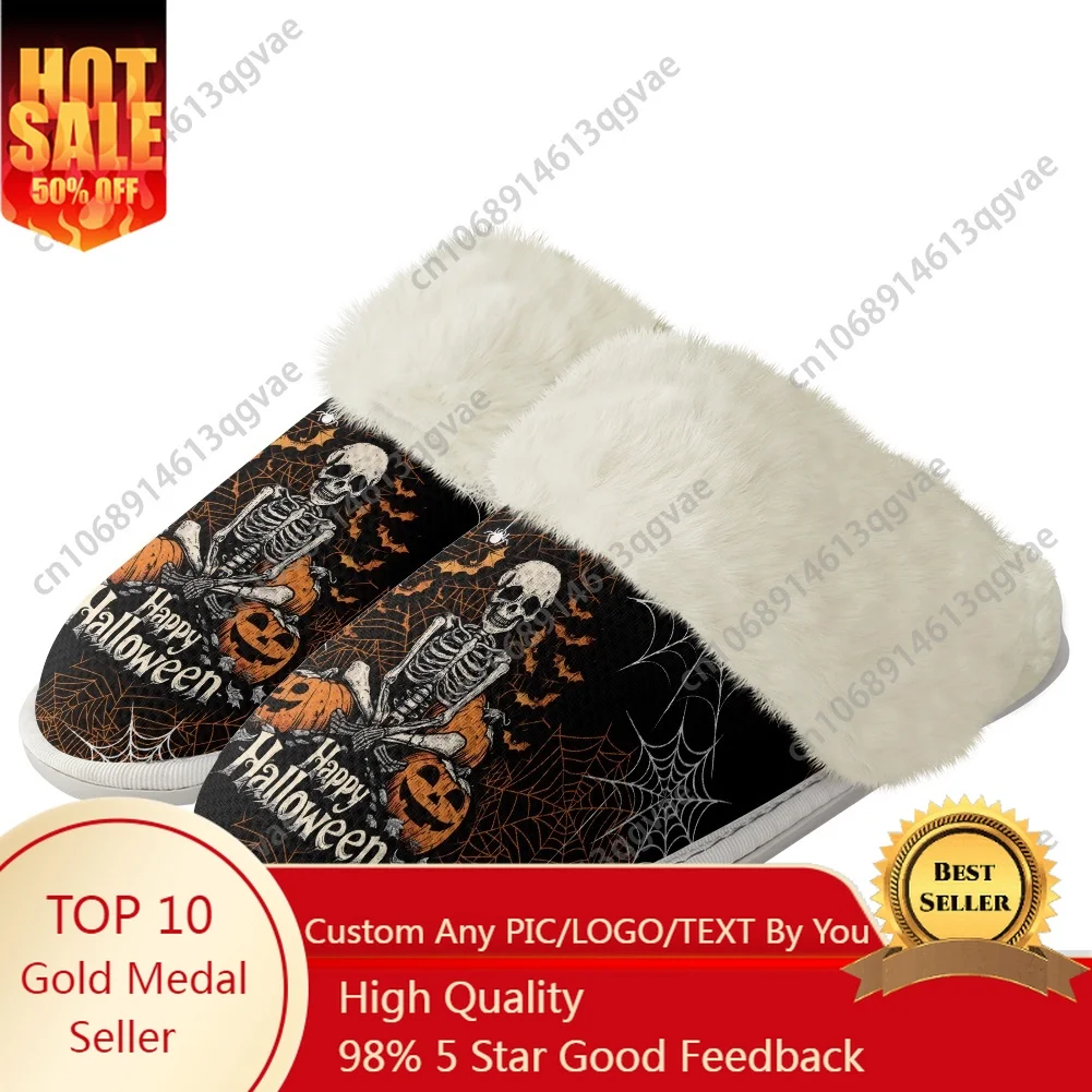

2025 Halloween Horror Carnival Plush Slippers Keep Warm Shoes Mens Womens Home Cotton Bedroom Custom Thermal Lightweight Slipper