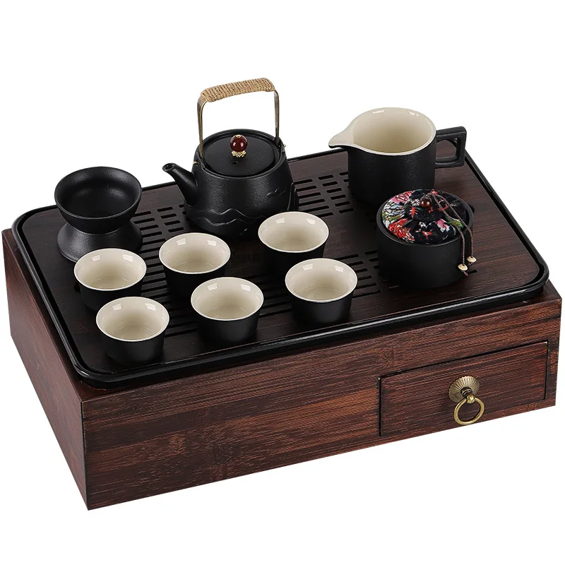 Portable car travel set Multifunctional outdoor complete storage box tray Kung Fu set Tea table